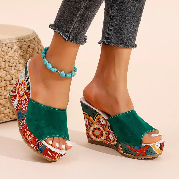 Laerke - Floral Print Wedge Sandal