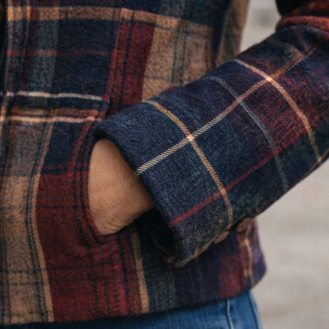 Meeran - Checked Coat with Collar