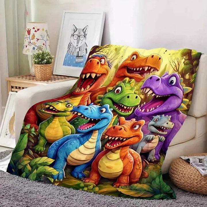 DinoSnuggle - Soft Funny Throw Blanket Dinosaurs HD Digital Print