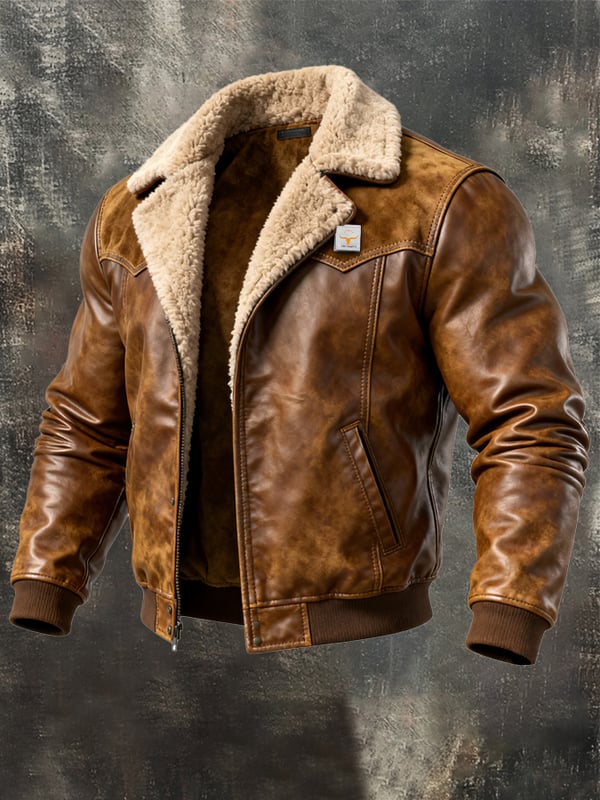 Alessandro - Casual Leather Jacket With Long Sleeve