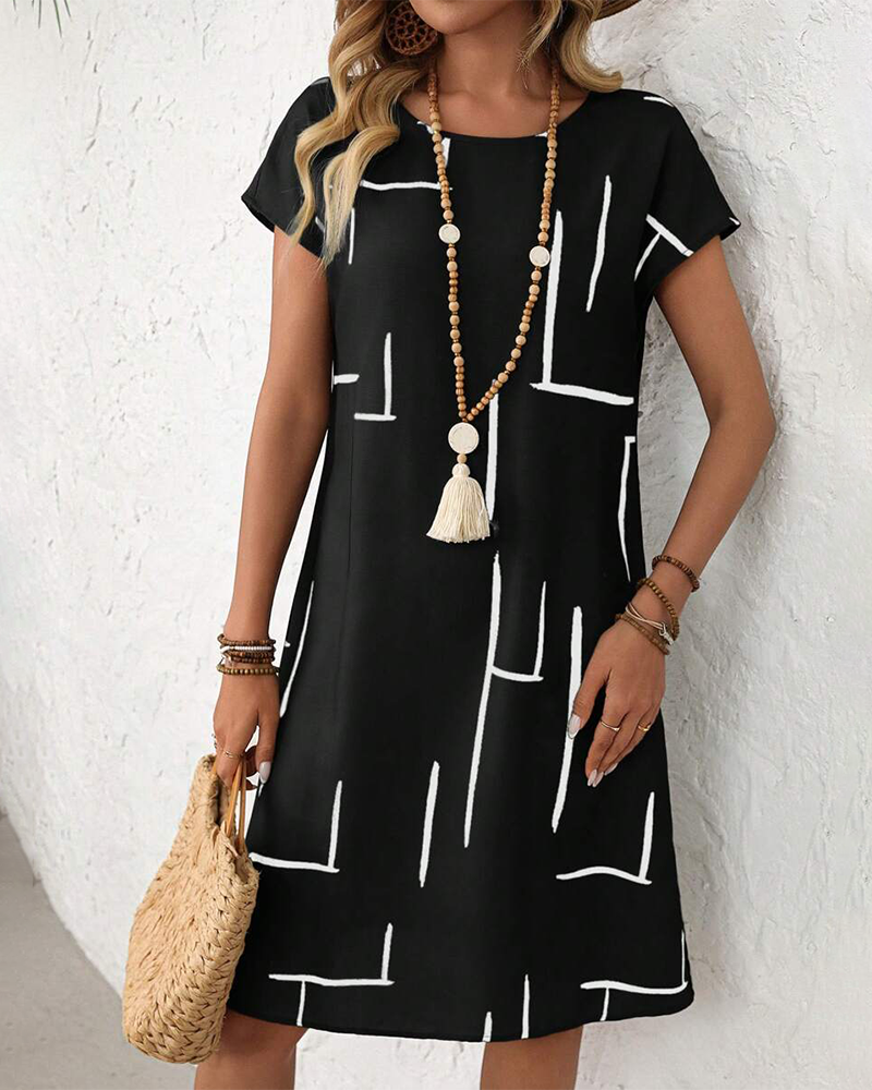 Ainee - Printed Round Neck Summer Dress