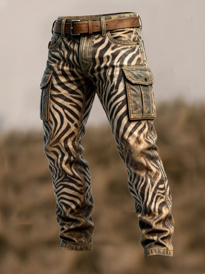 Duckett - Vintage Zebra Print Multi-Pocket Pant