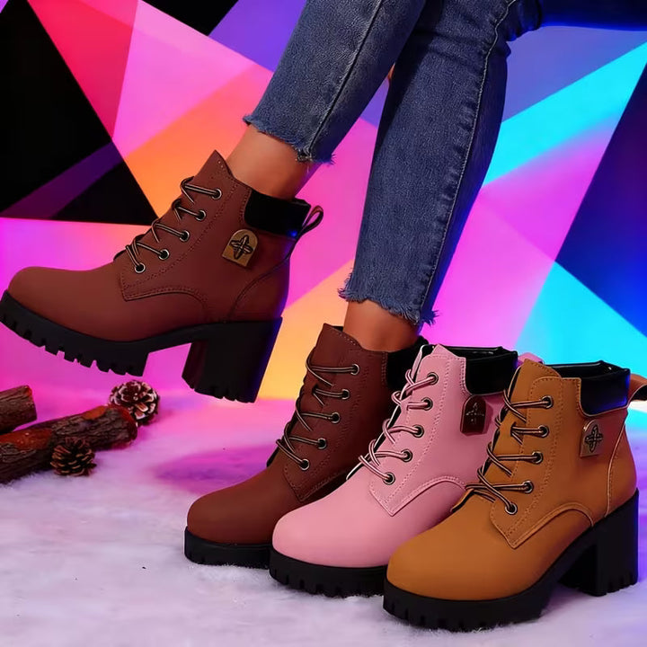 Paletta - Lace-Up Chunky Heel Ankle Boots