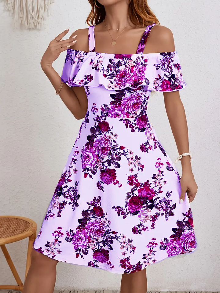 Rosanne - Elegant Floral Print Dress
