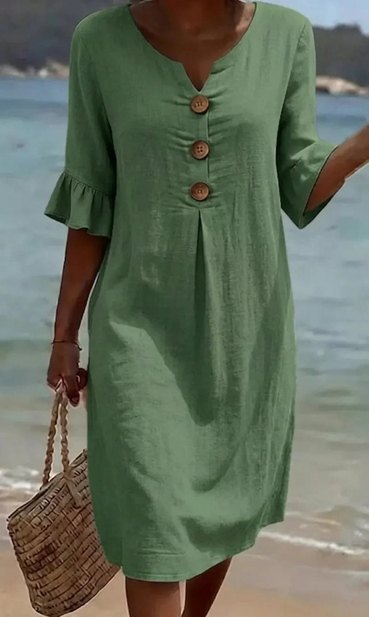 Mlaina - Elegant Midi Dress With Button