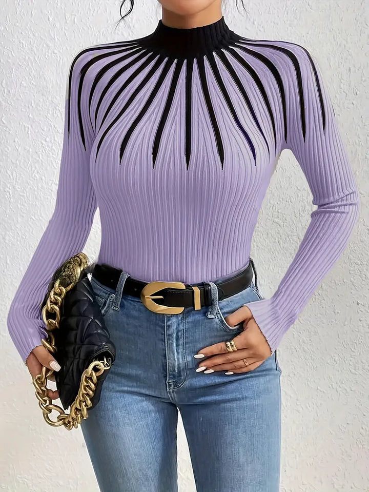 Maider - Elegant Long Sleeve Sweater With High Neck