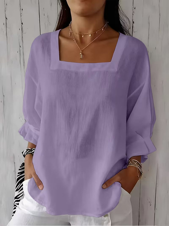 Alvessa - Square Neck Long Sleeve Blouse