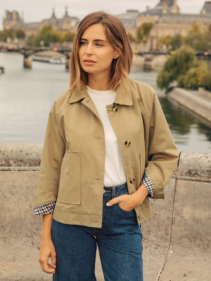 Gwenina - Plaid Single-Breasted Jacket