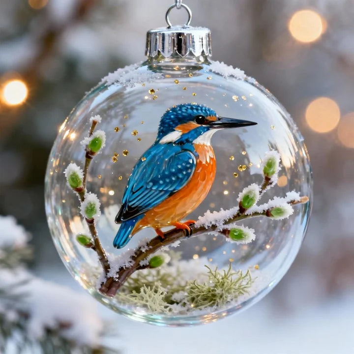 FrostFlight - Collection Of Glass Christmas Baubles With Cute Birds