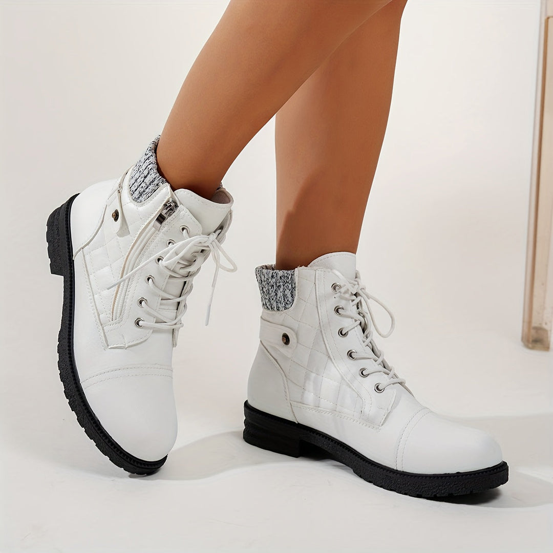 Rosaia - Ankle Boots With Laces and Knitted Cuffs