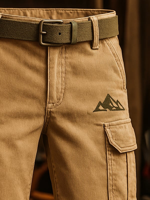 Men's Retro Fashion Classic Corduroy Multifunctional Work Shorts