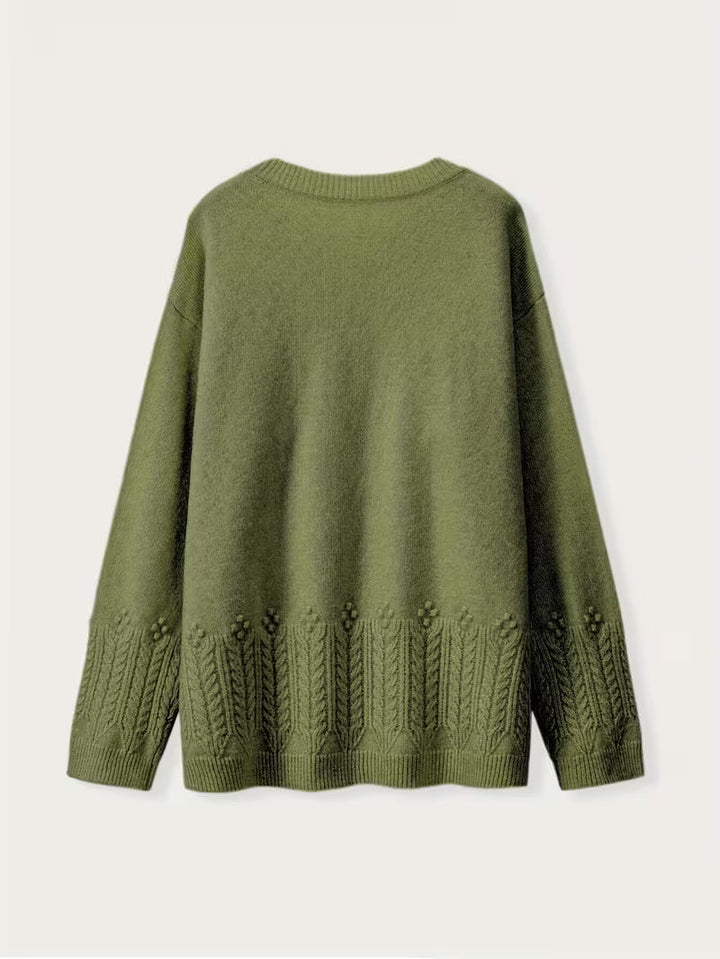 Calavicia - Floral Knit Crewneck Sweater