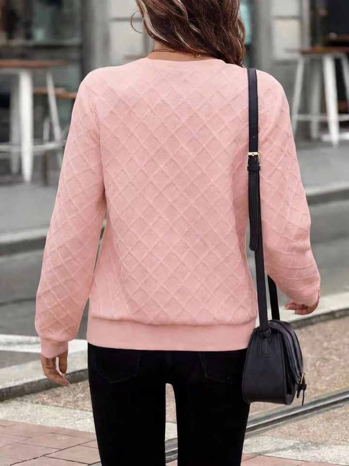 Juliet - Long Sleeve Textured Zip Neck Sweatshirt