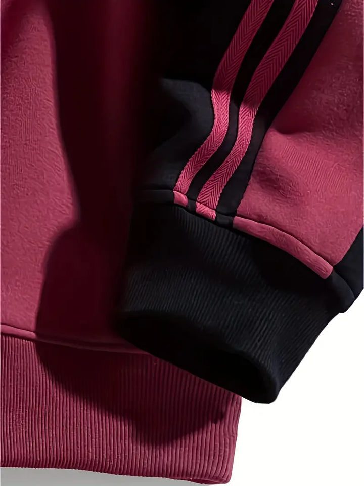 Maddox - Striped Sleeve And Round Neck Sweatshirt
