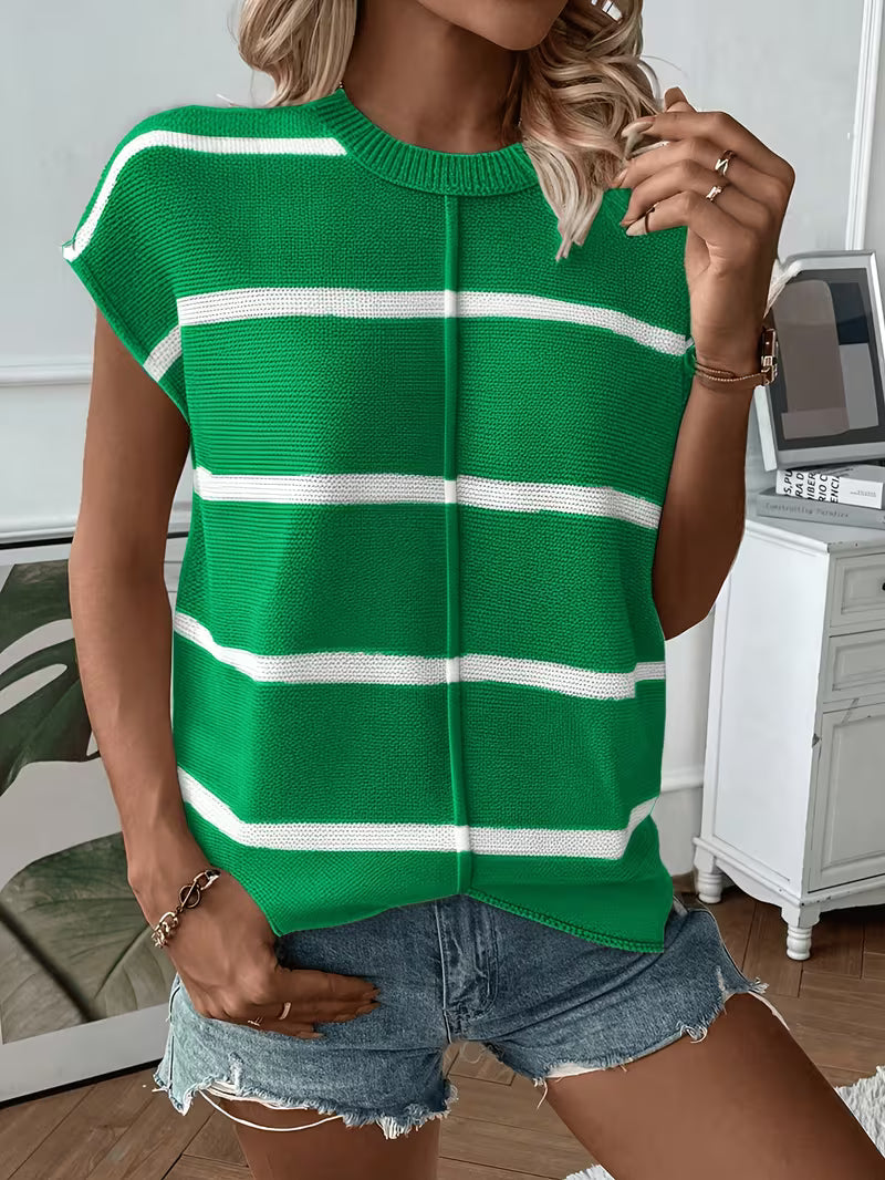 Enila - Round Neck Knitted Striped Sweater