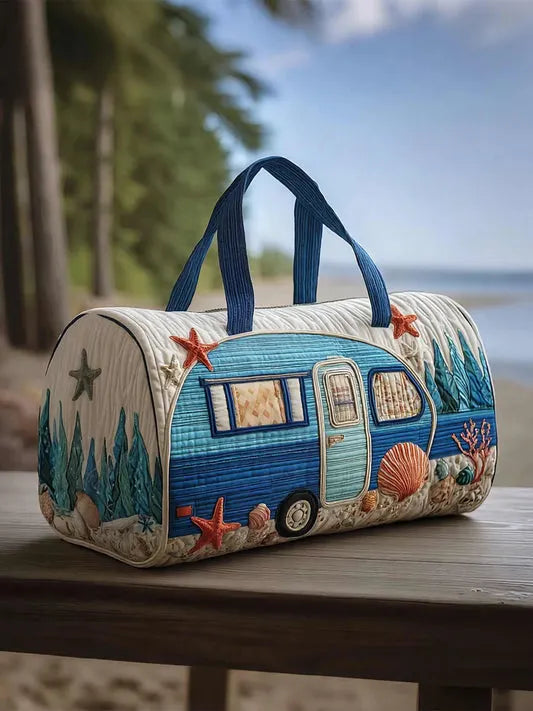 Zefea - Quilted Vintage Camper Print Travel Bag