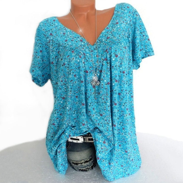 Sarita - Floral Print Short Sleeve Blouse