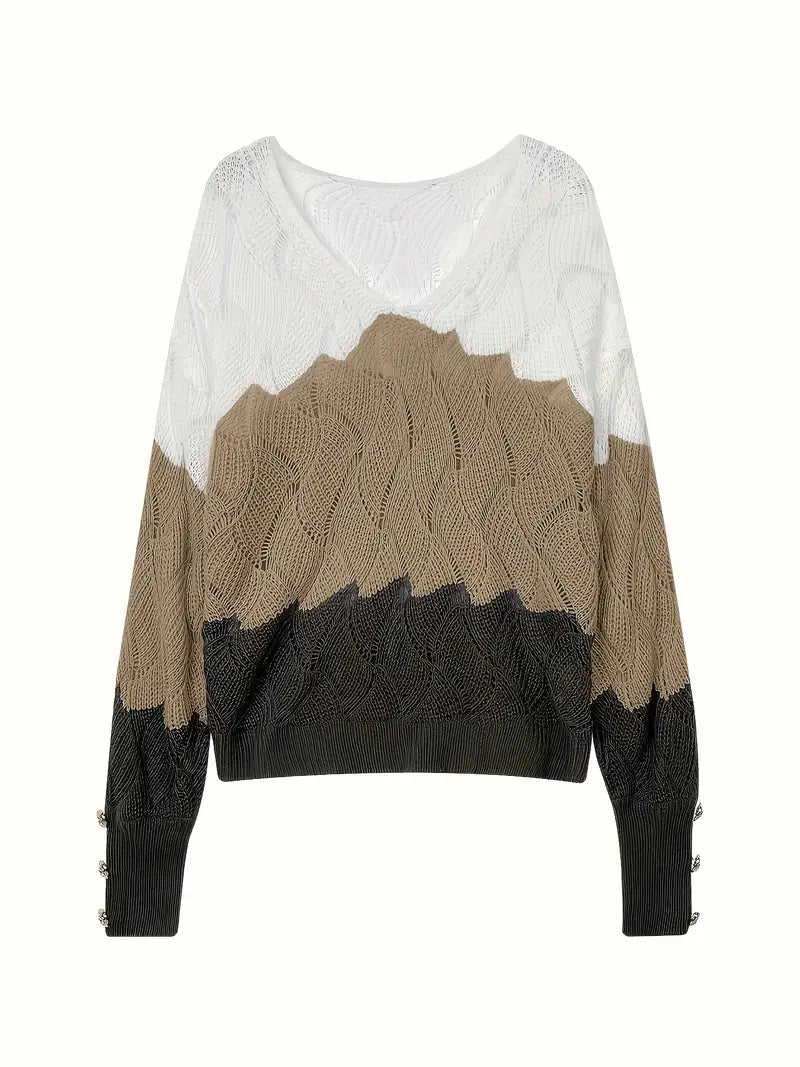 Renilda - Elegant V-Neck Knitted Sweater