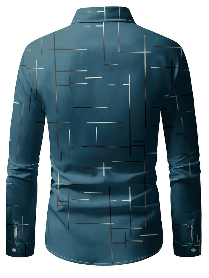 Nerio - Geometric Print Long Sleeve Shirt