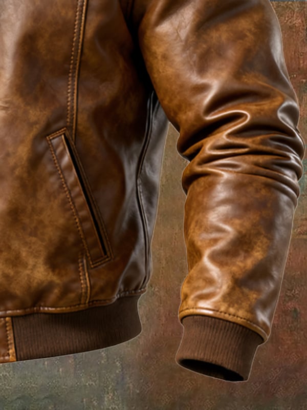 Alessandro - Casual Leather Jacket With Long Sleeve