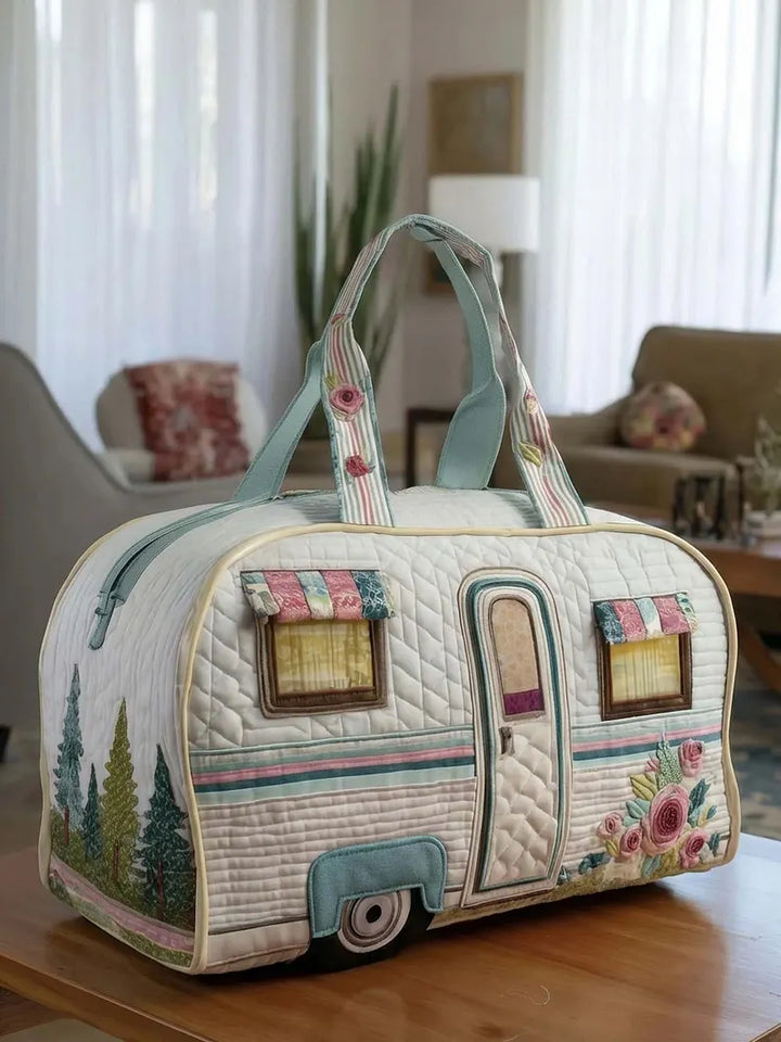 Zefea - Quilted Vintage Camper Print Travel Bag