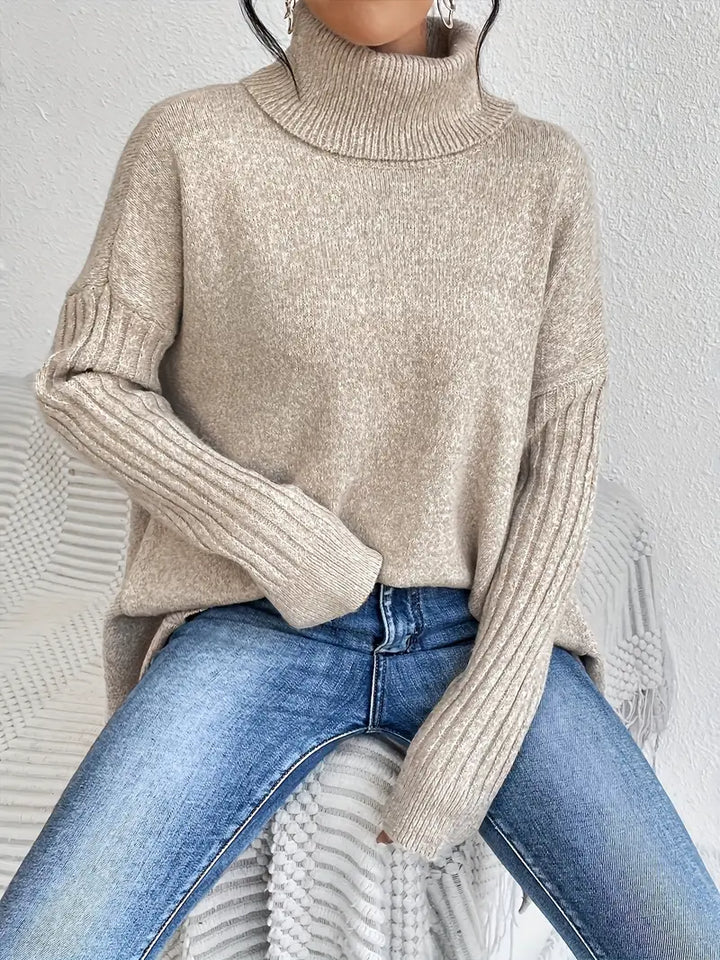 Laora - Casual Long Sleeve High Neck Sweater
