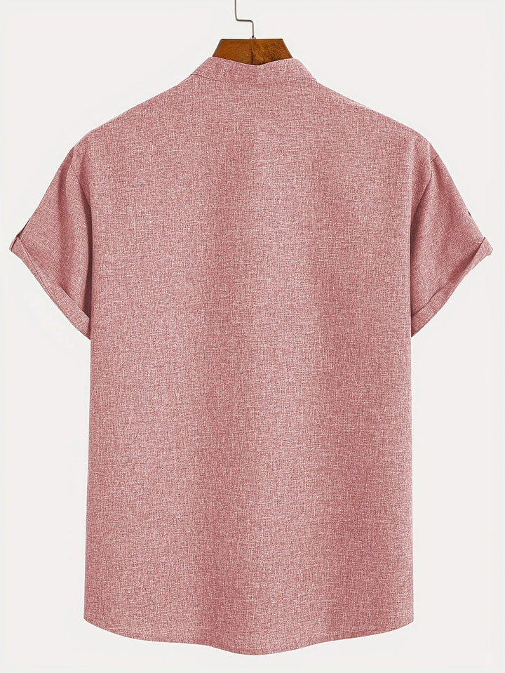 Elliott - Elegant Short Sleeve Shirt With Stand Collar