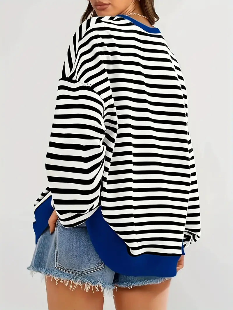 Nirina - Long Sleeve Striped Print Shirt
