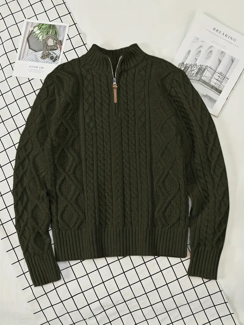 Rabada - Half-Zip Knitted Sweater With Stand-Up Collar