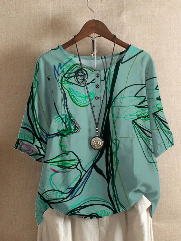 Silina - Blouse With Abstract Figure Print