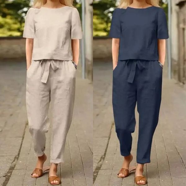 Kiyomi - Short Sleeve Blouse and Pants Sets