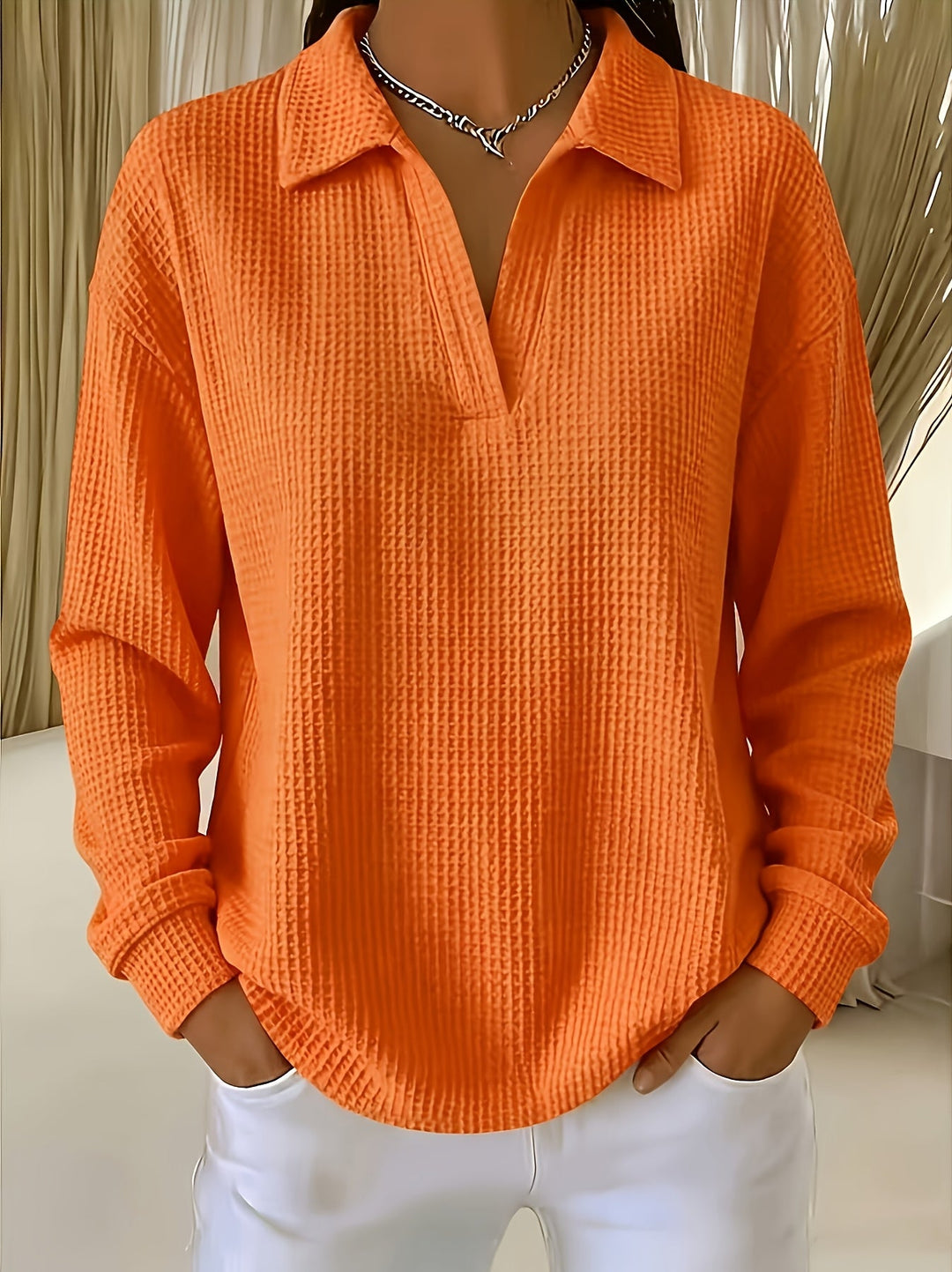Daphnie - Elegant Polo Collar Shirt