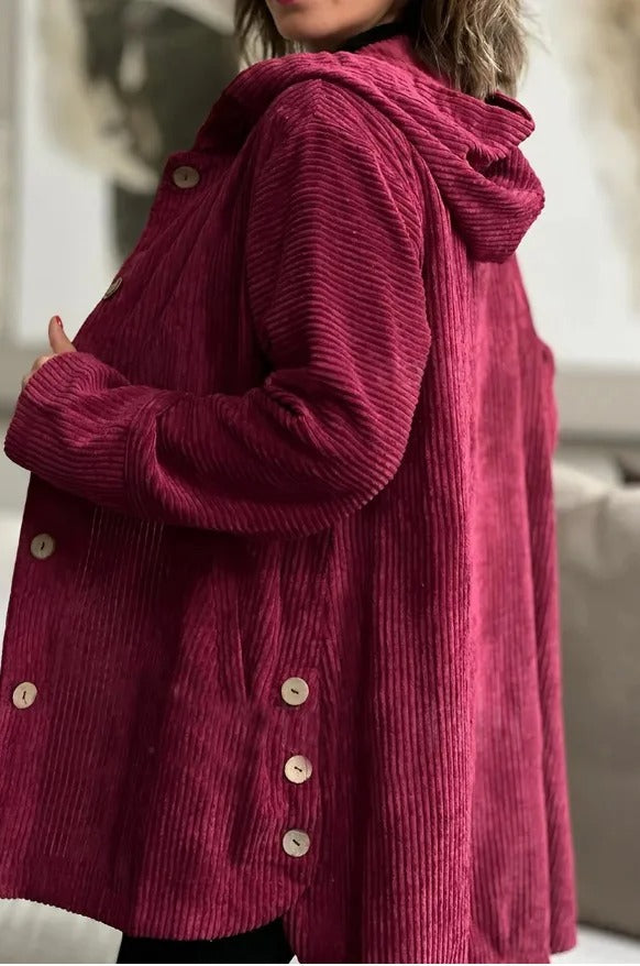 Elysita - Stylish Hooded Corduroy Coat