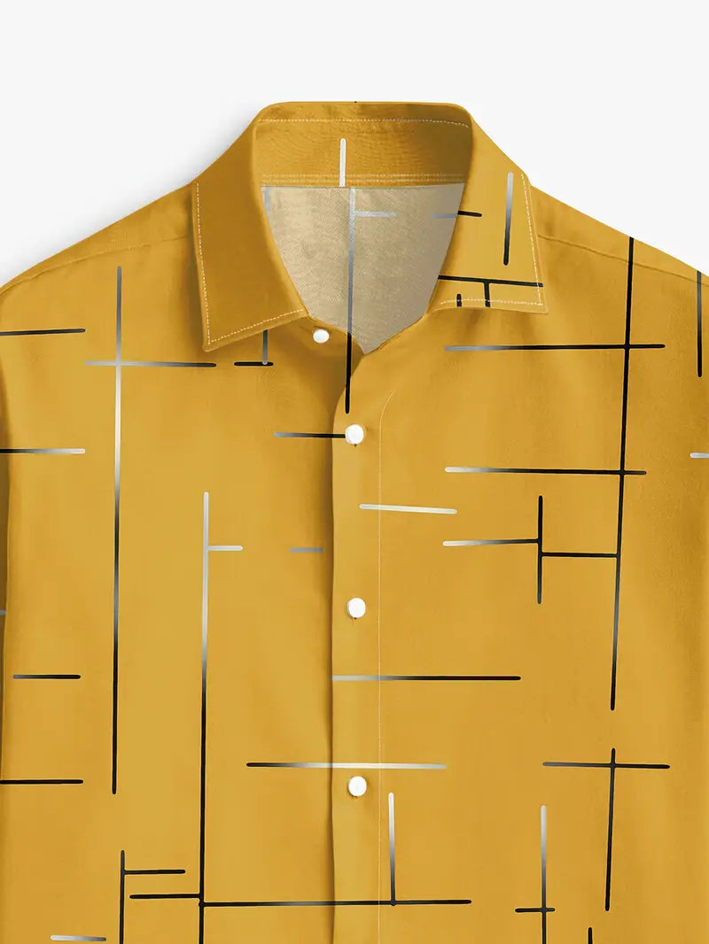 Nerio - Geometric Print Long Sleeve Shirt