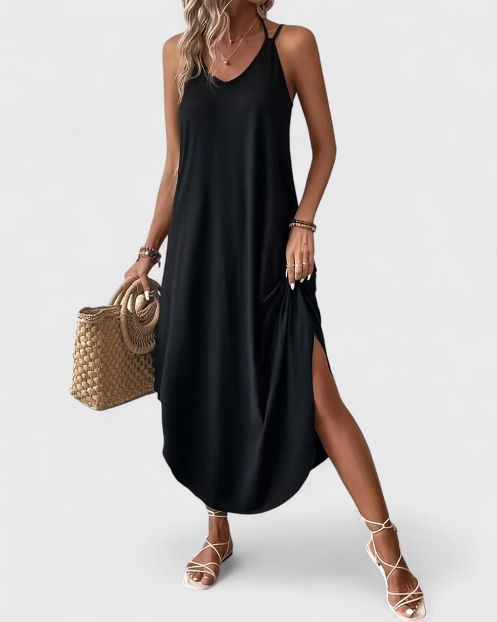 Tracie - Long Dress With Loose V Neck