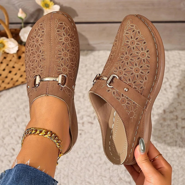 Hailen - Casual Floral Slip-On Loafer Mules