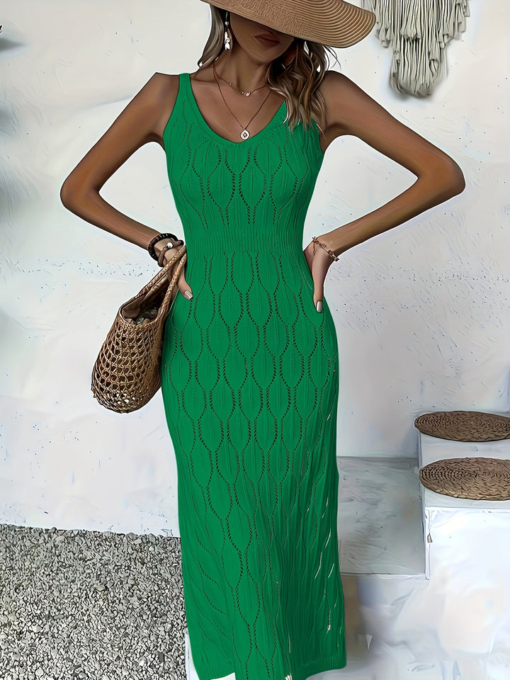 Luciana - Sleeveless Long Knitted Dress With A Coat Style