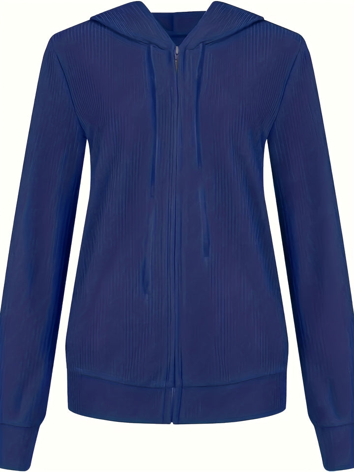 Moira - Long Sleeve Zip Up Drawstring Hoodies