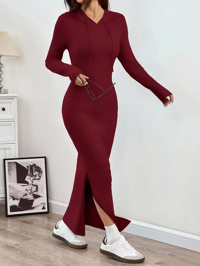 Valeia - Long Sleeve Maxi Dress With Hood