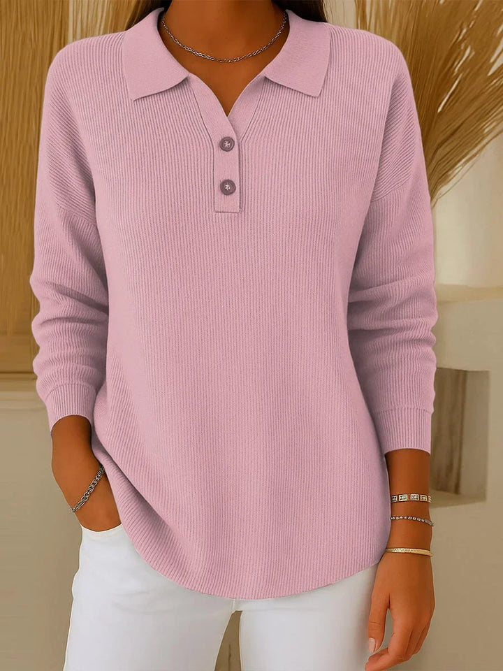 Aranka - Long Sleeve Top With Lapel Collar
