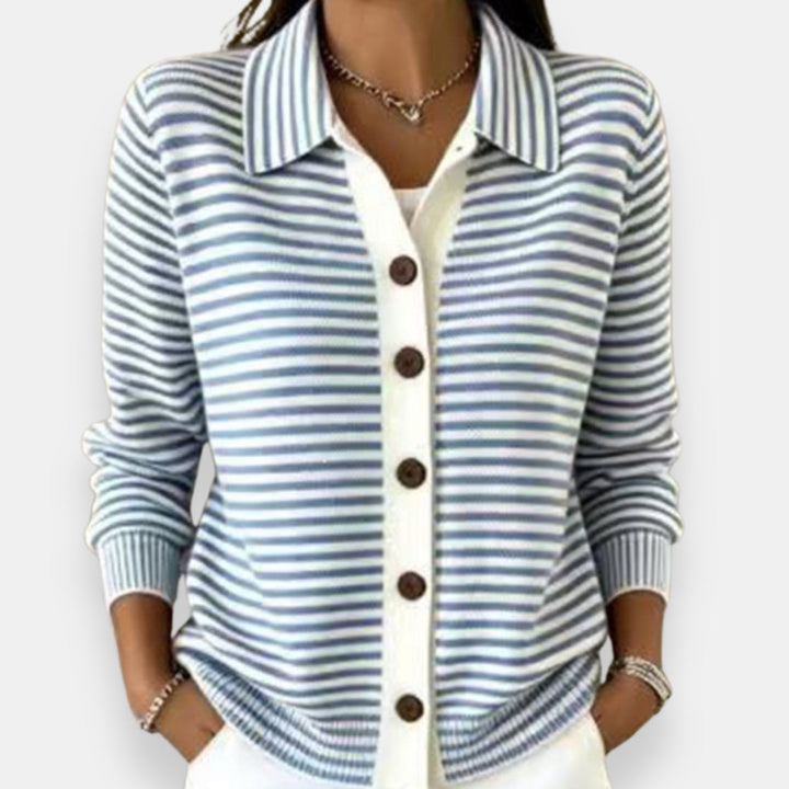 Talaoira - Striped Buttoned Cardigan