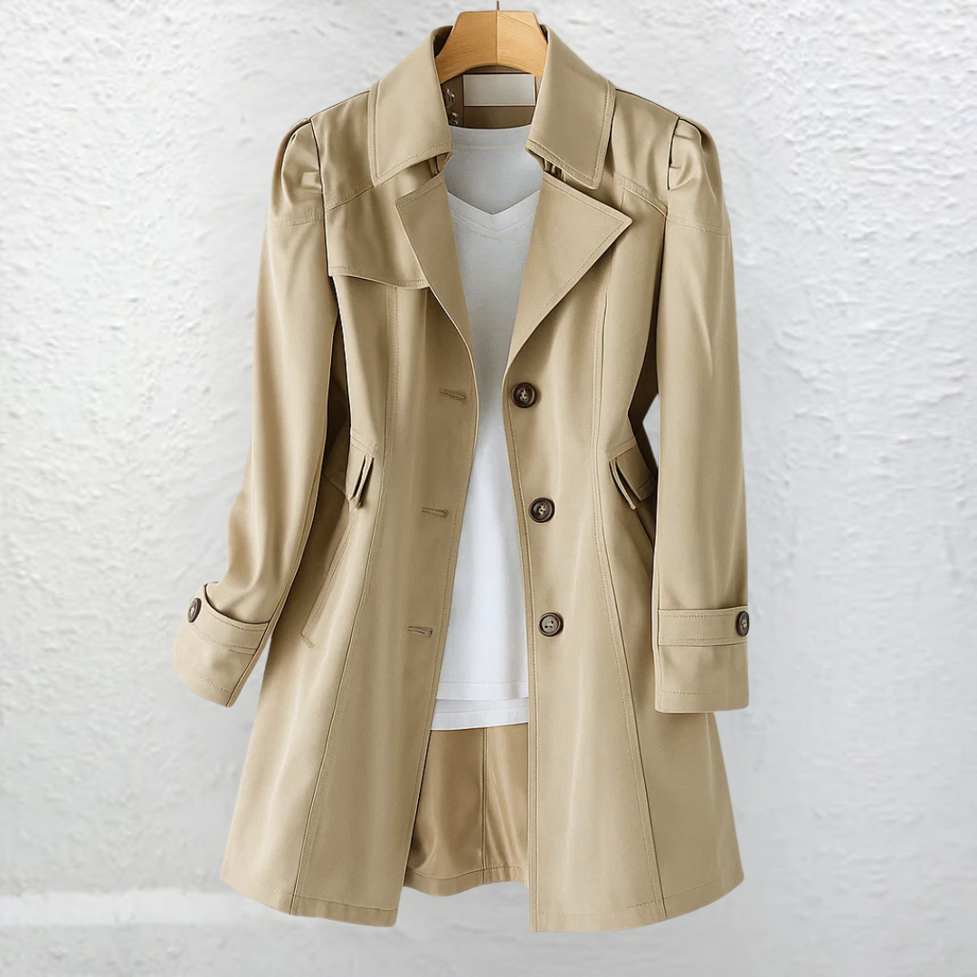 Ellice - Long Sleeve Trench Coat With Button