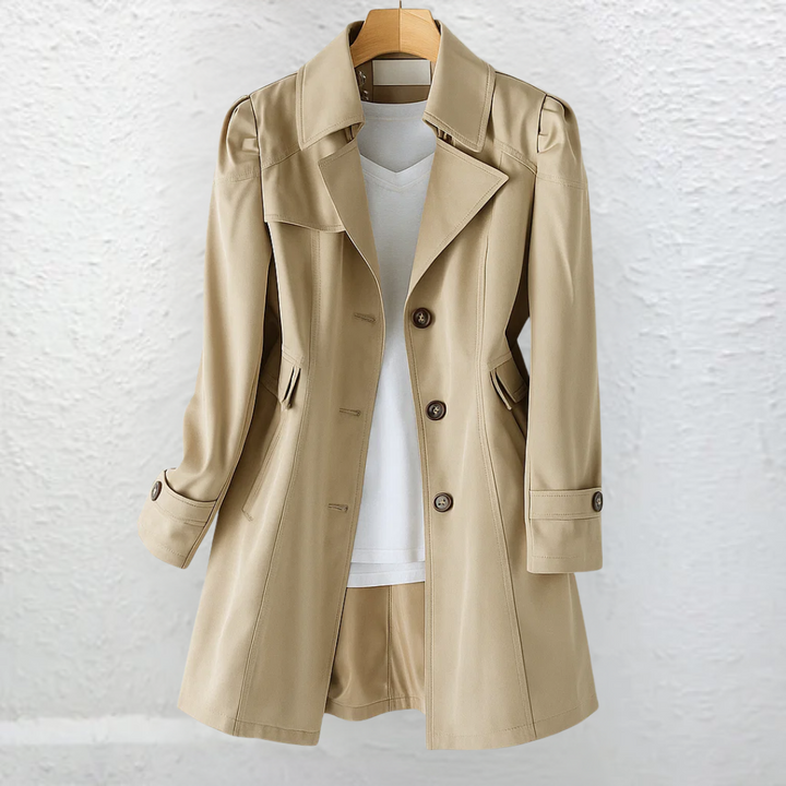 Ellice - Long Sleeve Trench Coat With Button