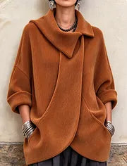 Clarena - Oversized Jacket With Asymmetric Collar and Pockets