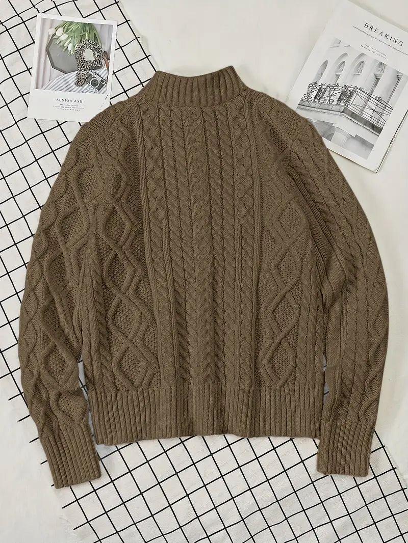 Rabada - Half-Zip Knitted Sweater With Stand-Up Collar