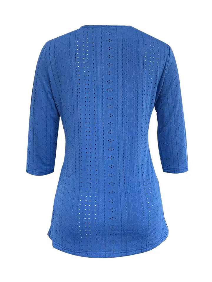 Svevelle - Contrast Lace Button Decor Top