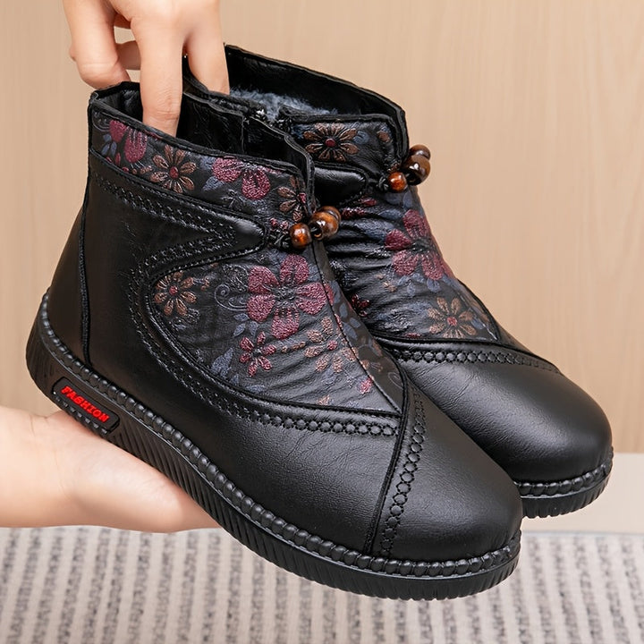 Robbie - Vintage Floral Leather Ankle Boots