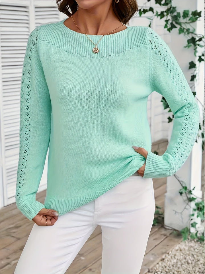 Pauliina - Casual Long Sleeve Hollow Sweater