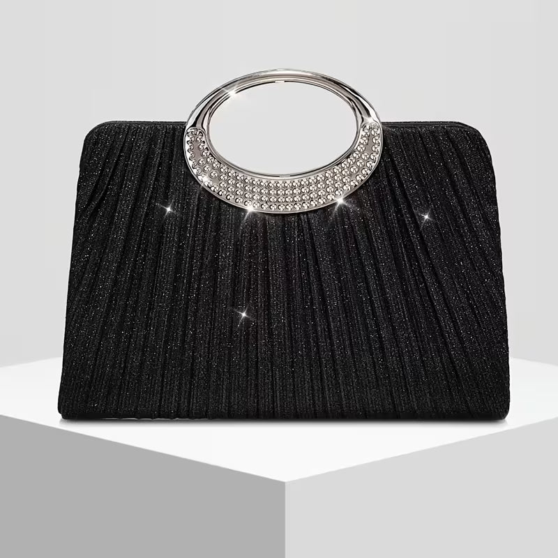 Aeroline - Shiny Round Ring Pleated Handbag