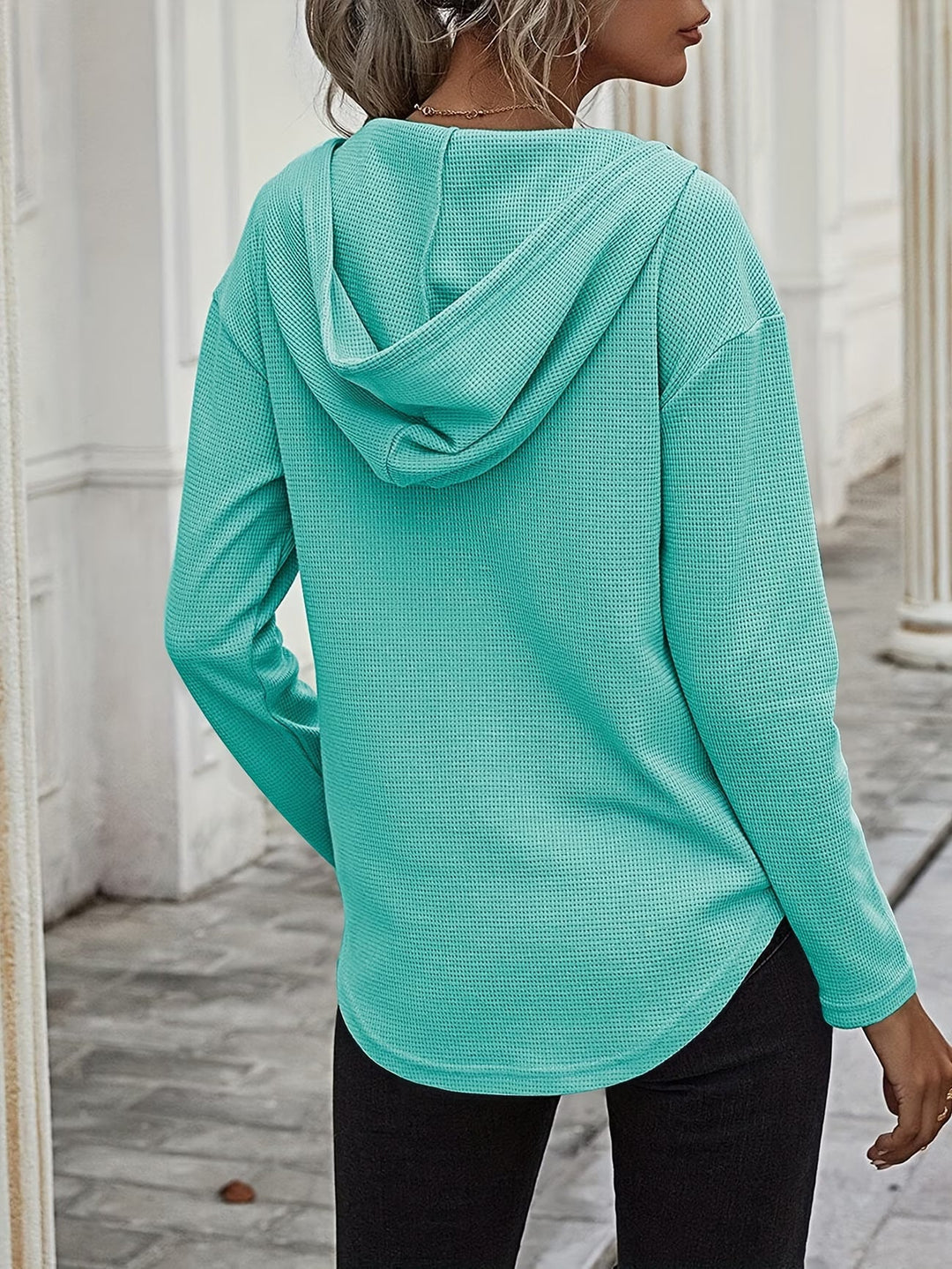 Laurette - Long Sleeve V Neck Hoodie